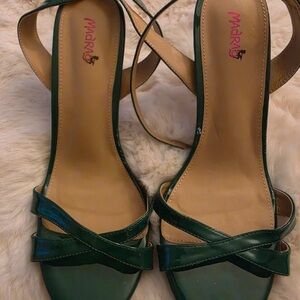Green Patent Strappy Heeled Sandals